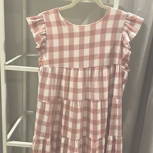 English Factory pink gigham midi dress
